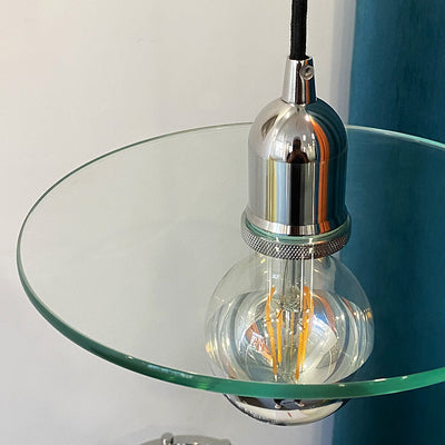 Modern Simplicity Round Iron Aluminum Glass 1-Light Pendant Light For Living Room