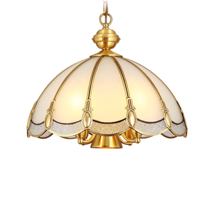 Zeitgenössische Luxus-Kupferrahmen-Rundglas 3/5-Licht-Pendelleuchte für Esszimmer 