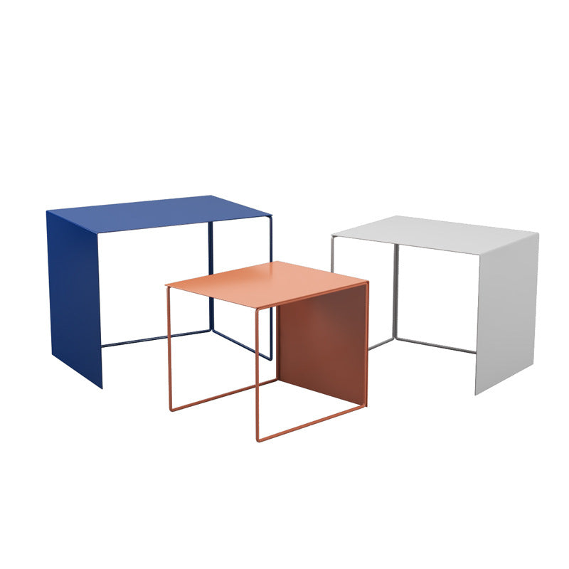Moderner minimalistischer quadratischer Eisen-Beistelltisch zum Ineinanderstellen für das Wohnzimmer 