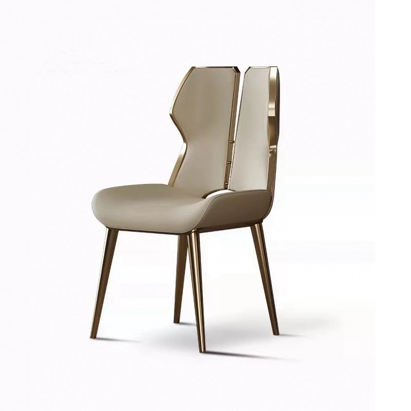 Chaise de salle à manger carrée en cuir microfibre de luxe moderne avec dossier en acier inoxydable et éponge pour salle à manger 