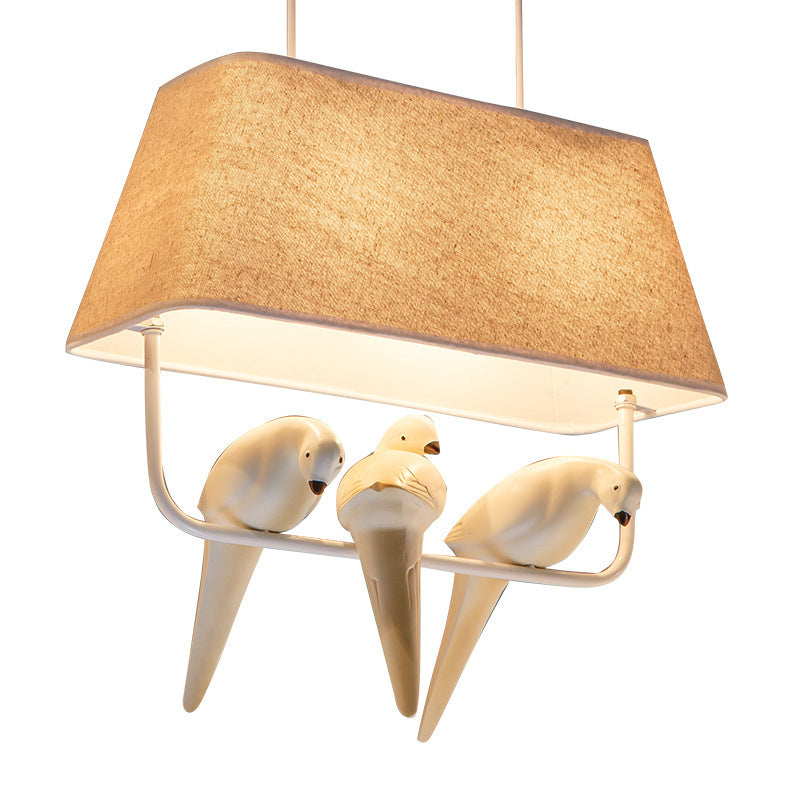 Contemporary Scandinavian Bird Iron Burlap Resin 1/2 Light Chandelier For Bedroom