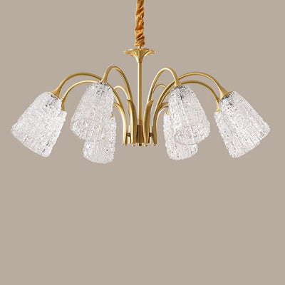 Contemporary Luxury Round Copper Glass 3/5/6/8 Light Chandelier For Living Room