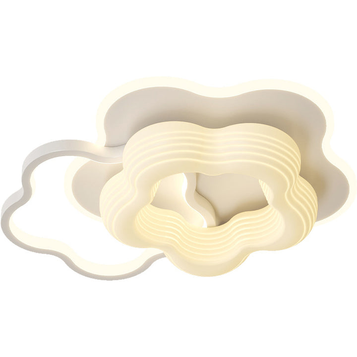Lustre Plafonnier LED Rond en Métal Nordique Contemporain avec Motif de Fleurs et Triangle pour Chambre 