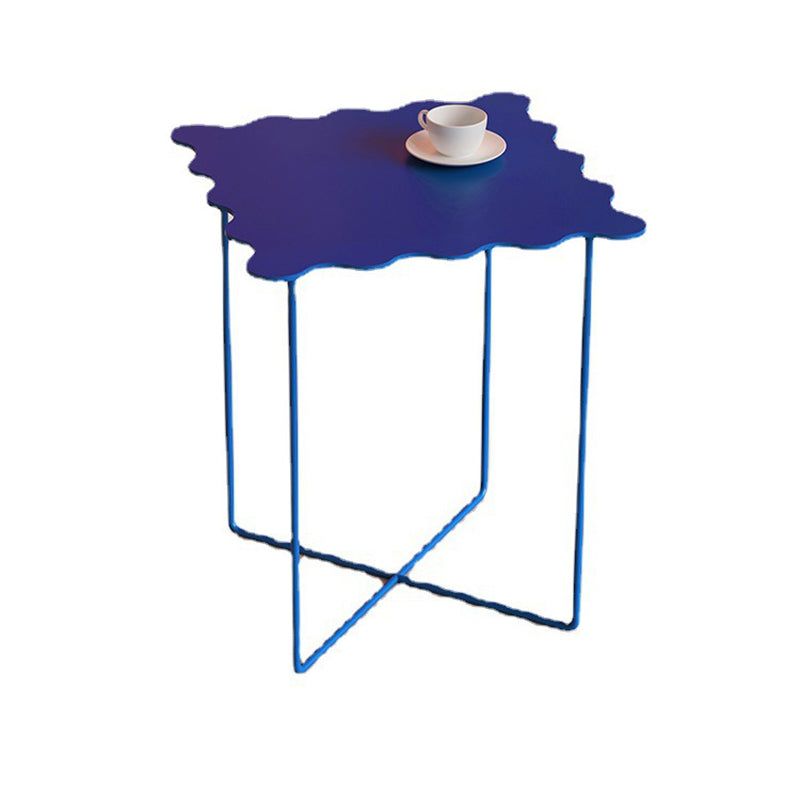 Mesa de Café de Metal de Hierro con Ola Cuadrada Redonda Rectangular Creativa Contemporánea para Sala de Estar 