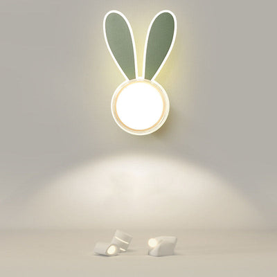 Zeitgenössische kreative Kaninchen Runde Acryl LED Wandleuchte Lampe für Schlafzimmer 