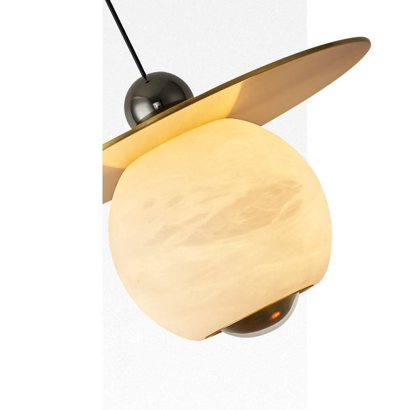 Suspension LED avec abat-jour sphérique en marbre d&
