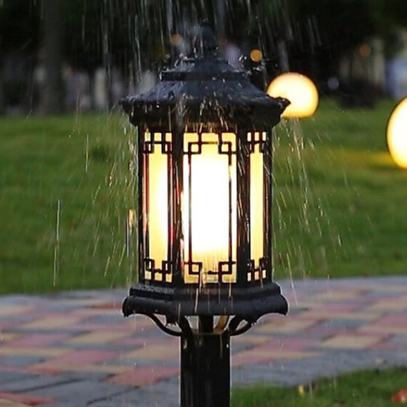 Luz de jardín para exteriores LED de cilindro de vidrio de aluminio solar impermeable tradicional china 