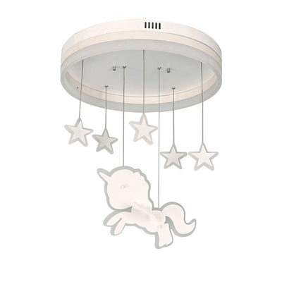 Zeitgenössische Nordic Kids Eisen Acryl Runde Einhorn Stern LED Unterputz Deckenleuchte für Schlafzimmer 