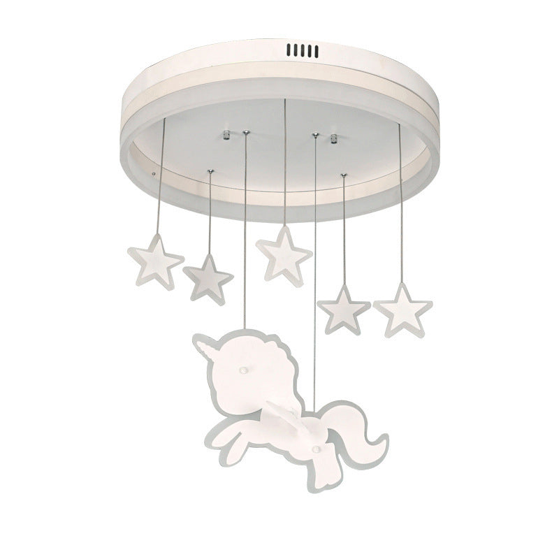 Zeitgenössische Nordic Kids Eisen Acryl Runde Einhorn Stern LED Unterputz Deckenleuchte für Schlafzimmer 