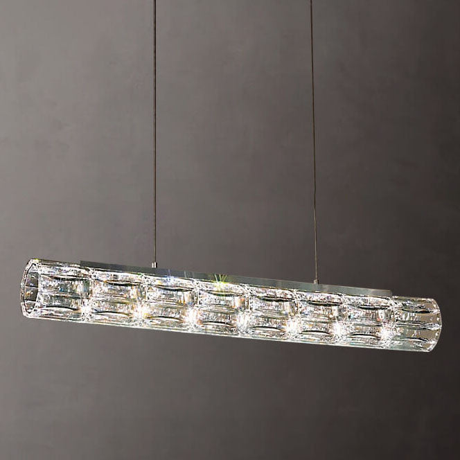 Modern Light Luxury Crystal Long Column 8/10/12-Light Island Light Chandelier