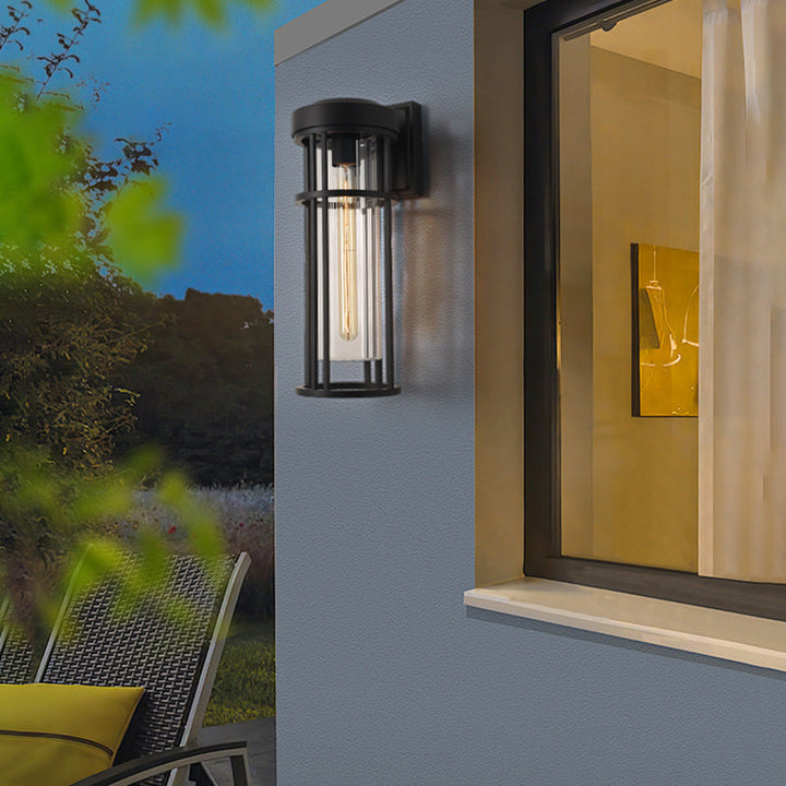 Cylindre en verre aluminium simplicité contemporaine Applique murale 1 lumière pour jardin 