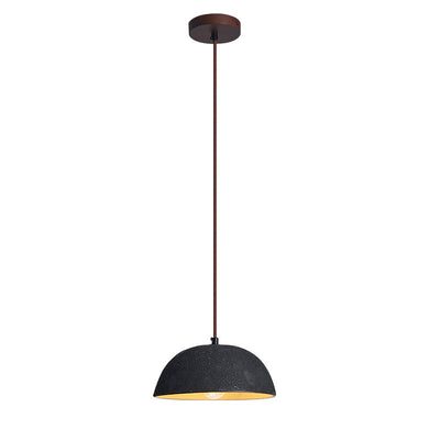 Moderne minimalistische halbrunde 1-flammige Pendelleuchte aus Keramik und Holz für Esszimmer 