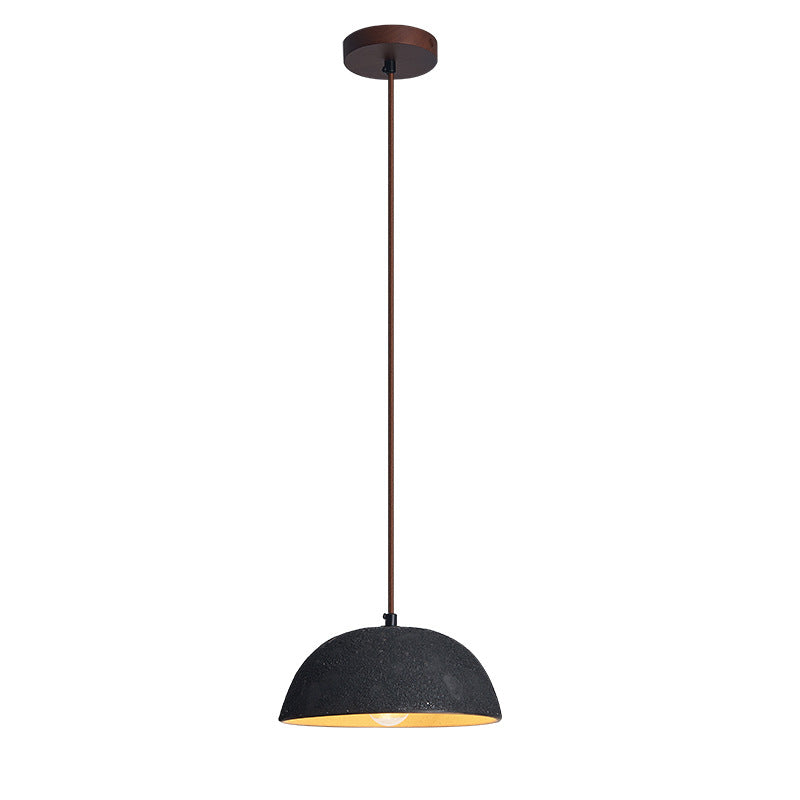 Moderne minimalistische halbrunde 1-flammige Pendelleuchte aus Keramik und Holz für Esszimmer 