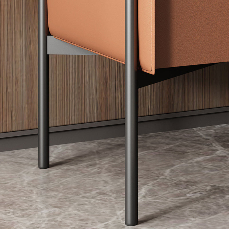 Contemporain scandinave rectangulaire en cuir acier au carbone métal 1-tiroir pour table de chevet 