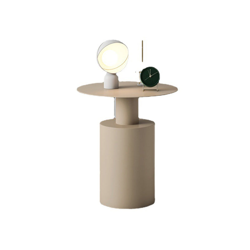 Table de nuit moderne minimaliste en cylindre rond en fer avec 1 plateau pour le chevet 