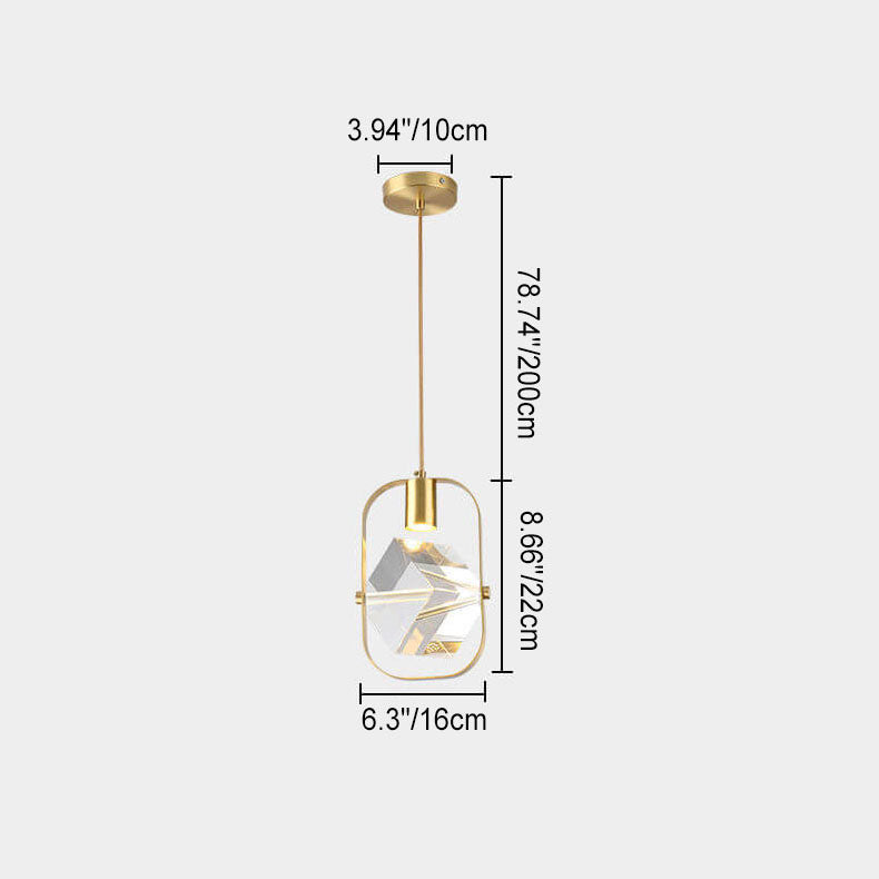 Moderne Einfachheit Kristall Quadrat 1-Licht Pendelleuchte für Schlafzimmer 