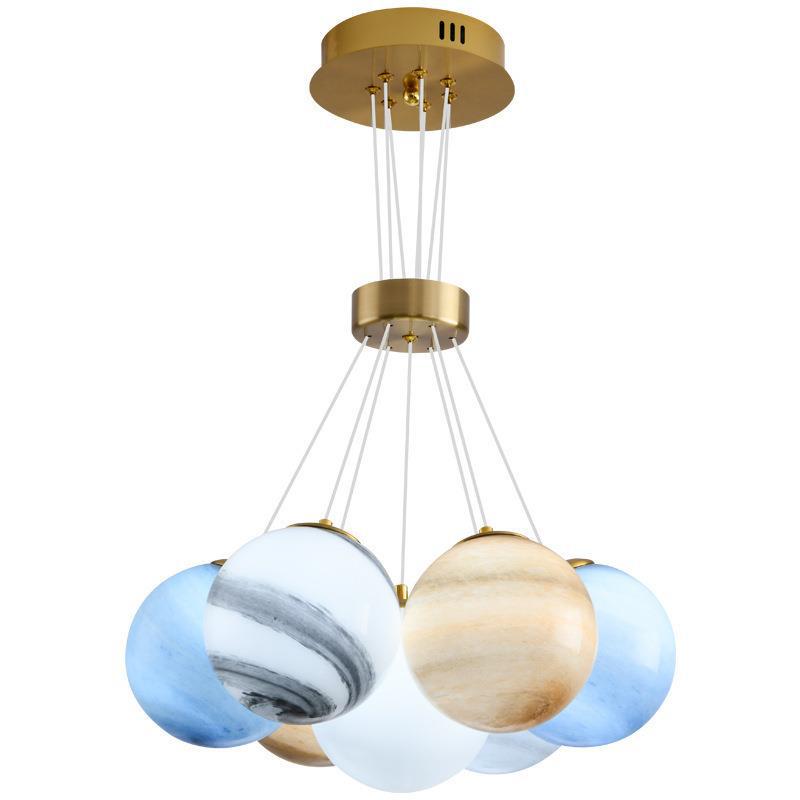 Zeitgenössischer kreativer Mondglas-Kronleuchter mit 7/13/19 Lichtern für Wohnzimmer 