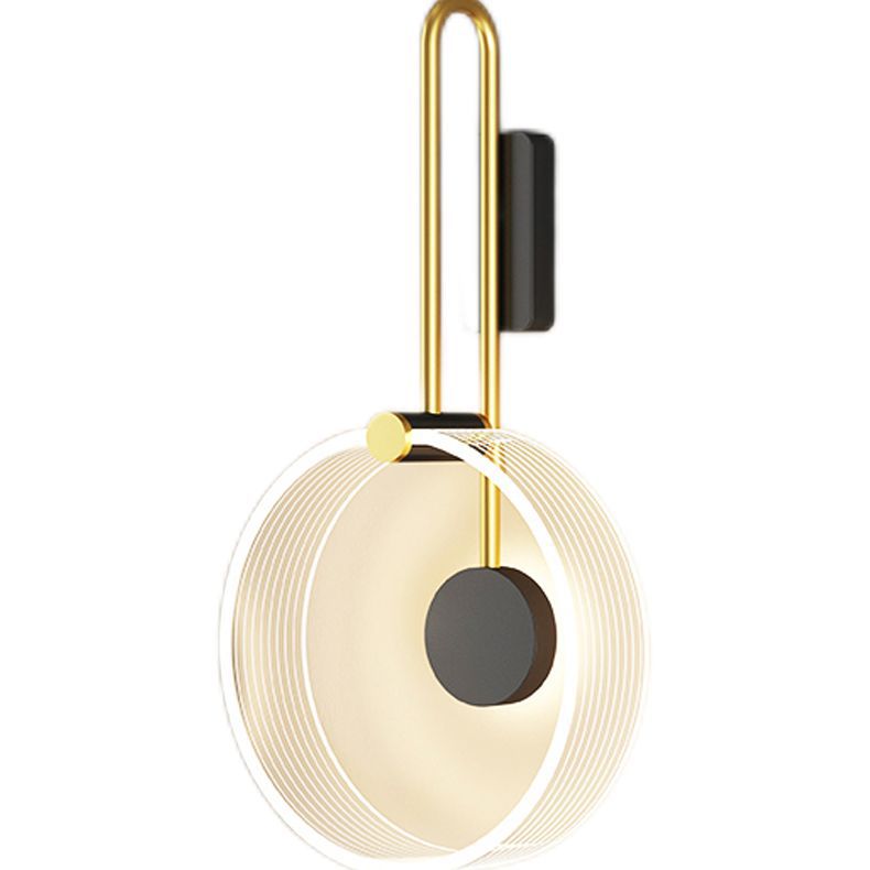 Lámpara de Aplique de Pared LED con Anillo Redondo de Hierro Acrílico Moderno Minimalista para la Mesita de Noche 
