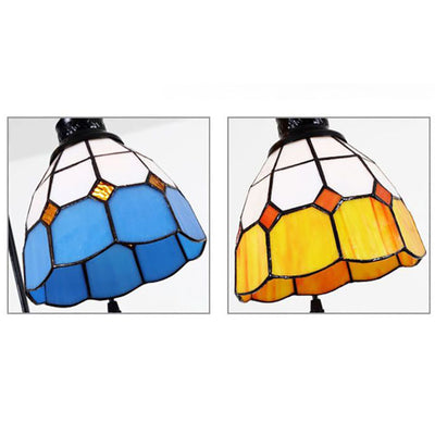 Contemporary Coastal Tapered Iron Resin Stained Glass 10-Light Chandelier For Living Room