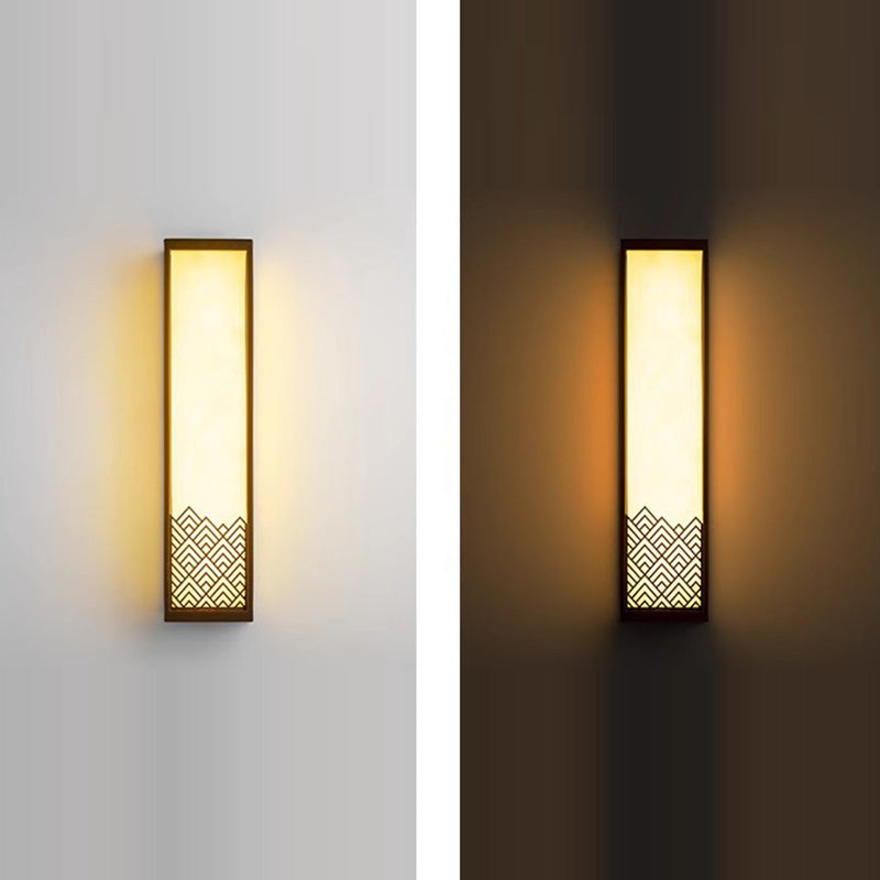 Applique murale LED extérieure cubique en acier inoxydable étanche imitation marbre chinois traditionnel pour jardin 