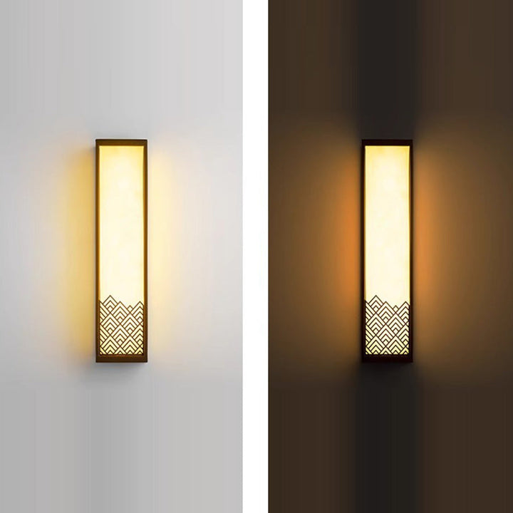 Applique murale LED extérieure cubique en acier inoxydable étanche imitation marbre chinois traditionnel pour jardin 