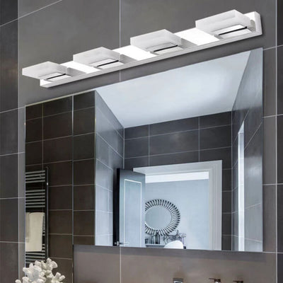 Lámpara de pared frontal de espejo de tocador de baño LED cuadrada de acero inoxidable acrílico simple nórdico 