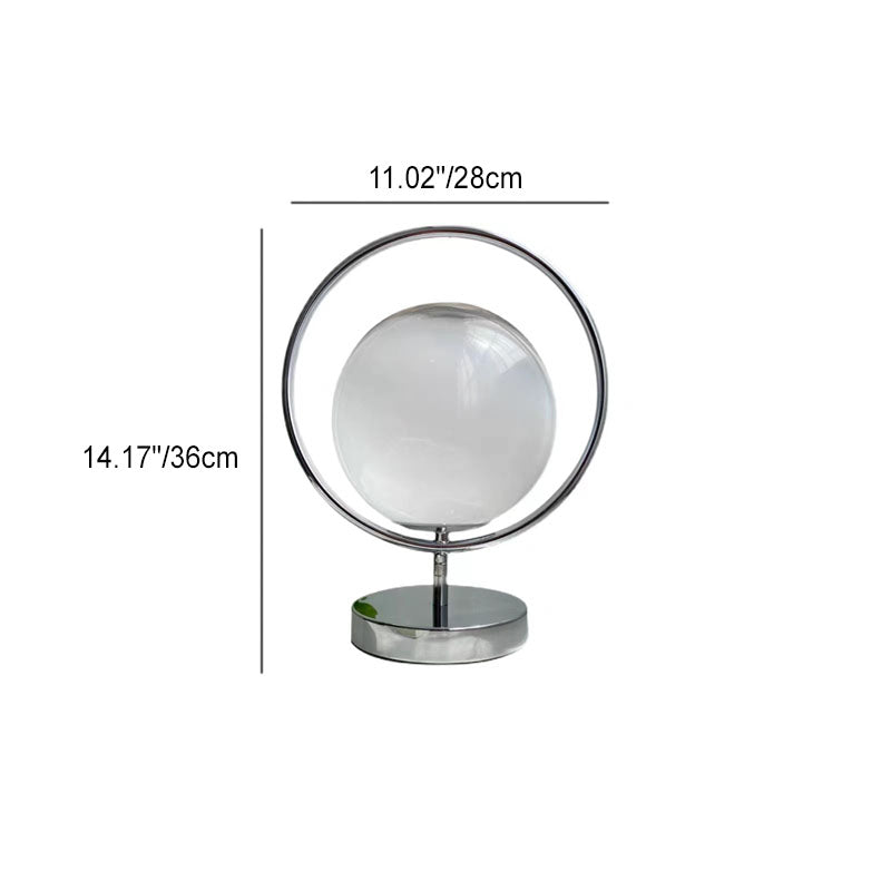Zeitgenössische Vintage Runde Orb Eisen Glas 1-Licht Tischlampe für Schlafzimmer 