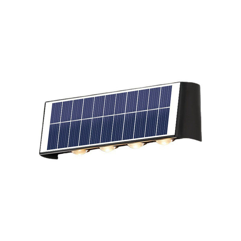 مصباح حائطي LED مستطيل مقاوم للماء من ABS PMMA بتصميم عصري بسيط للطاقة الشمسية للفناء الخارجي 