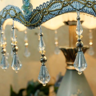 Traditionelle europäische gefärbte Harzgewebe-Blumenkuppel-Tischlampe mit 1 Licht für Schlafzimmer