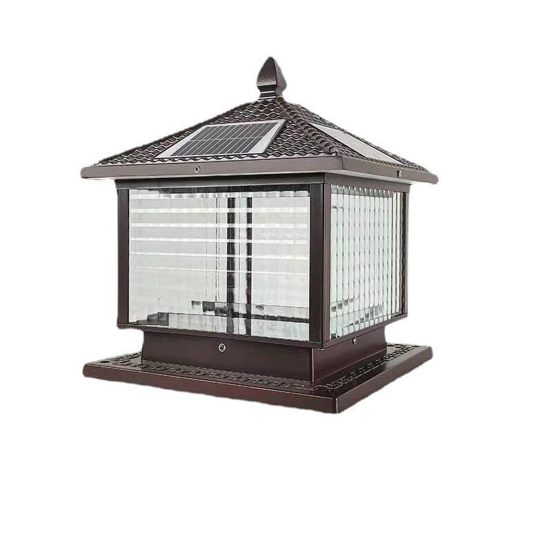 Moderne rétro carré en aluminium moulé sous pression verre solaire extérieur jardin paysage colonne tête lumière 