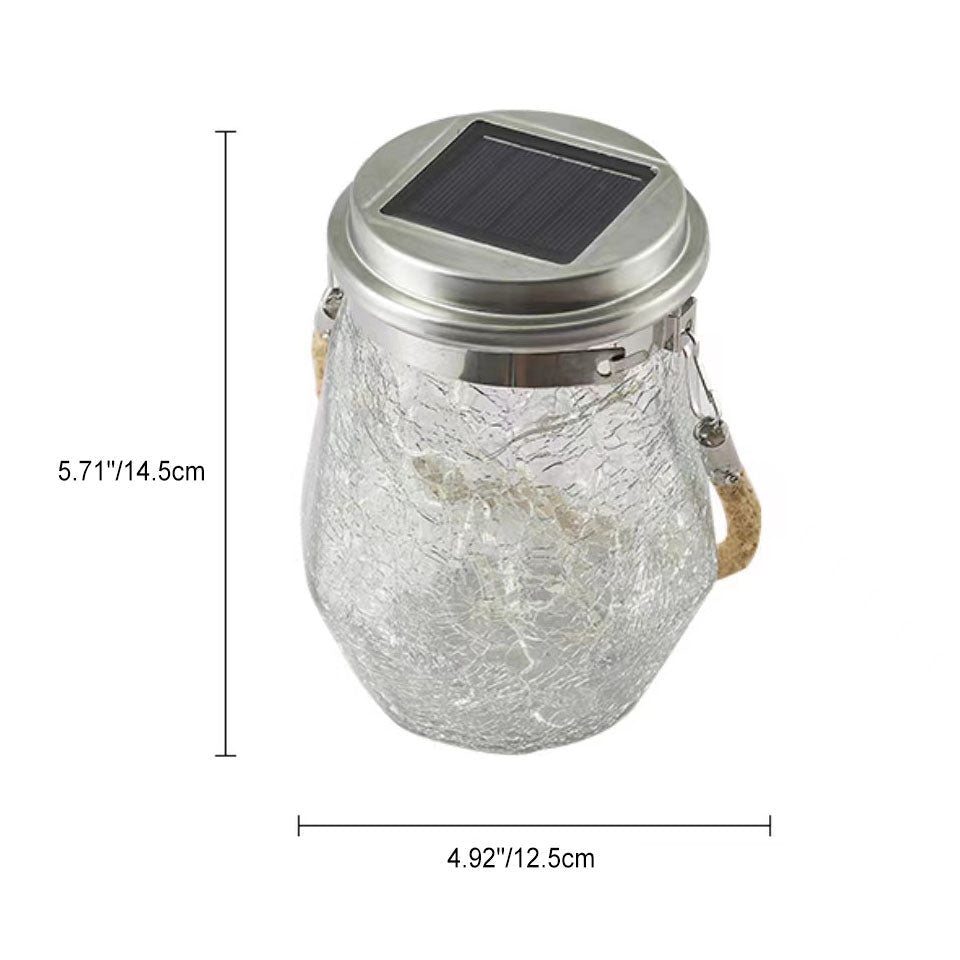 Contemporary Creative Metal Glass Rope Solar Crackle Jar Waterproof Hanging LED Outdoor Light For Outdoor Patio