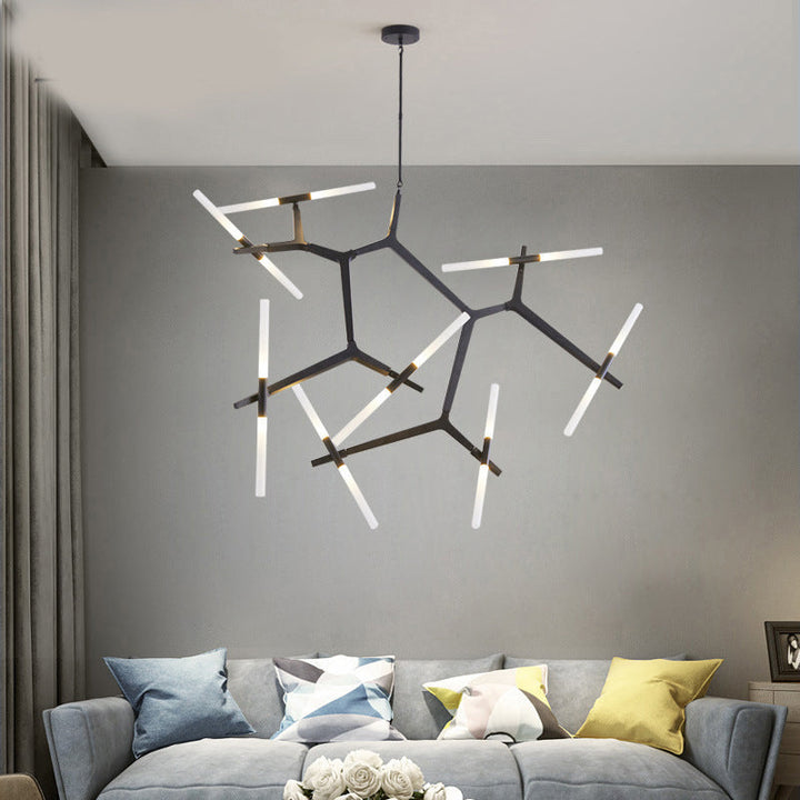 Lustre moderne minimaliste en alliage dendritique fer acrylique 10/16 lumières pour salon 