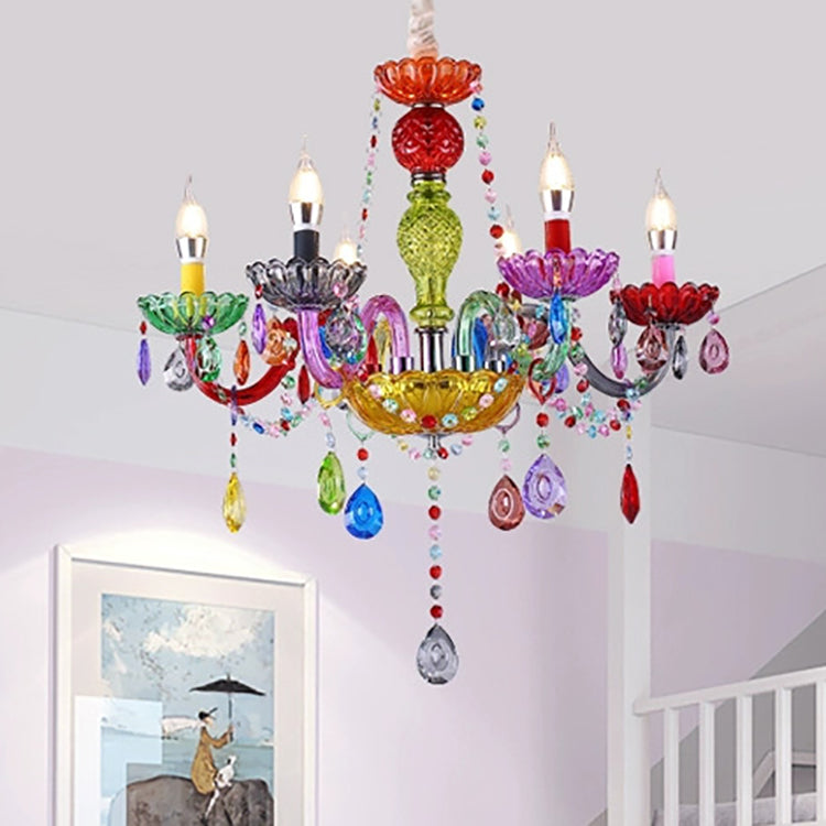 Lustre moderne de luxe en fer et verre avec cristaux à 6/8 lumières pour salle à manger 