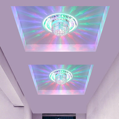 Minimalist Light Luxury Crystal Round Spotlight LED Flush Mount Ceiling Light