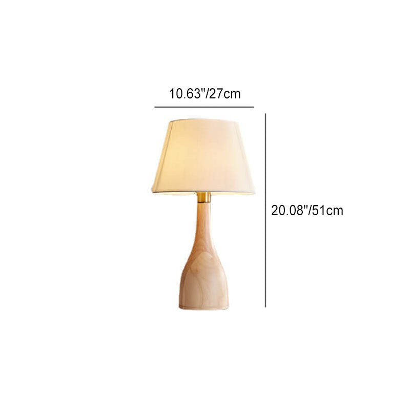 Scandinavian Modern Minimalist Vase Base Solid Wood Fabric 1-Light Table Lamp