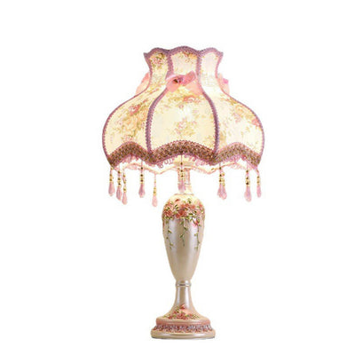 European Romantic Fabric Tassel 1-Light Table Lamp