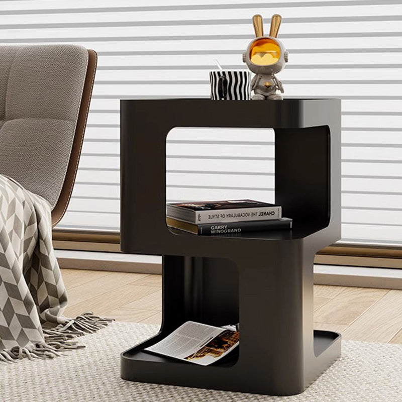 Moderner minimalistischer quadratischer Metall-Beistelltisch mit zwei Ebenen für das Wohnzimmer 