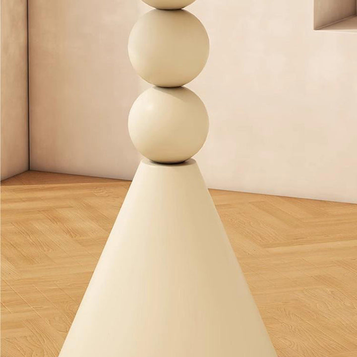 Table basse contemporaine nordique ronde avec base en cône en fer et plateau en pierre pour salon 