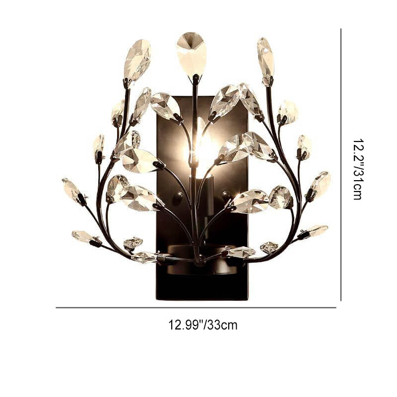 European Light Luxury Iron Candle Crystal Lamp Holder 1-Light Wall Sconce Lamp