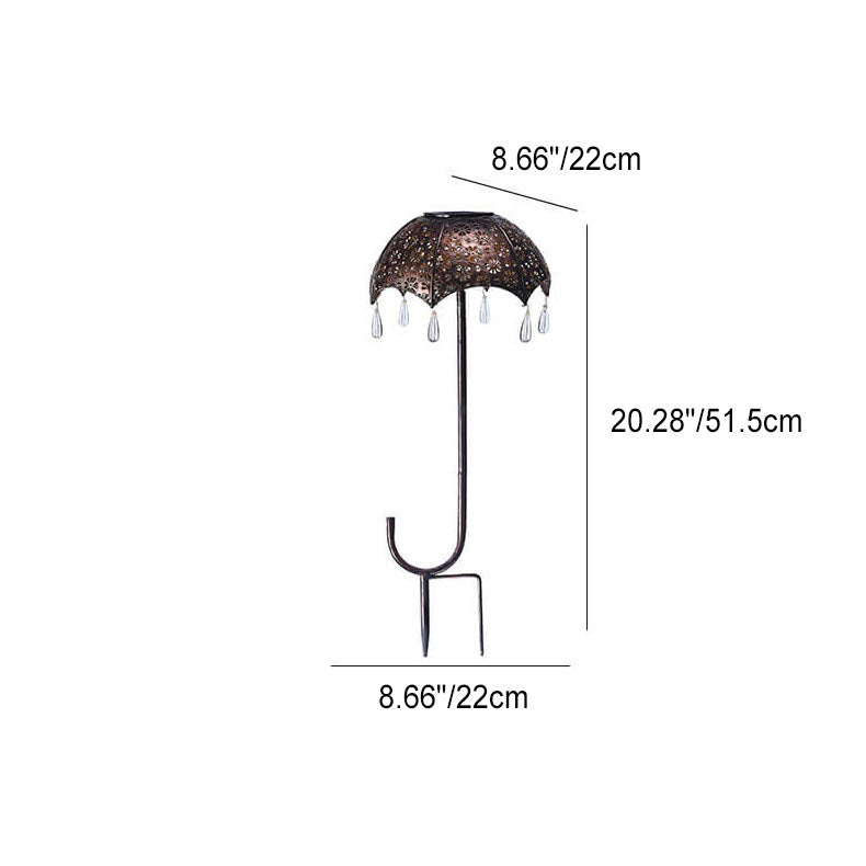 Outdoor Solar Eisen Bunte Regenschirm Hohle LED Rasen Einsteck Landschaftslicht 