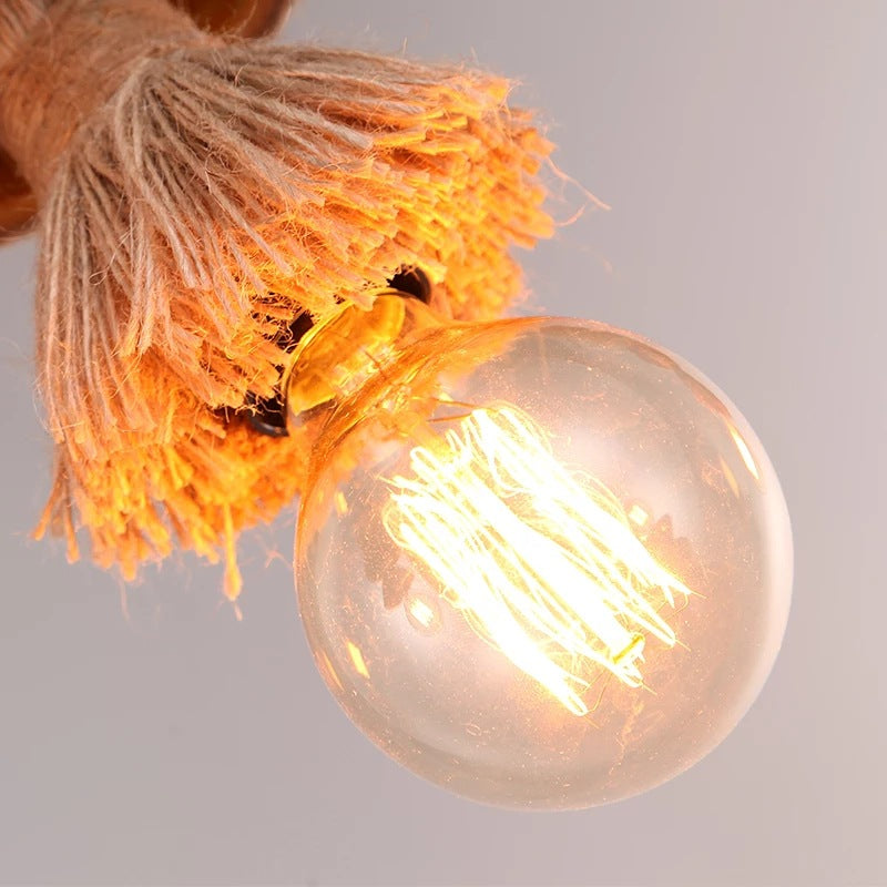 Lámpara de Araña de Cuerda de Tubería de Bambú Rústica Tradicional 1/3 Luz Isla para Comedor 