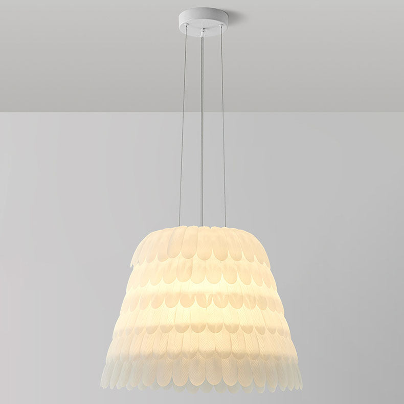 Modern Art Deco Imitation Feather Tiered Acrylic Shade 1/5-Light Pendant Light For Bedroom