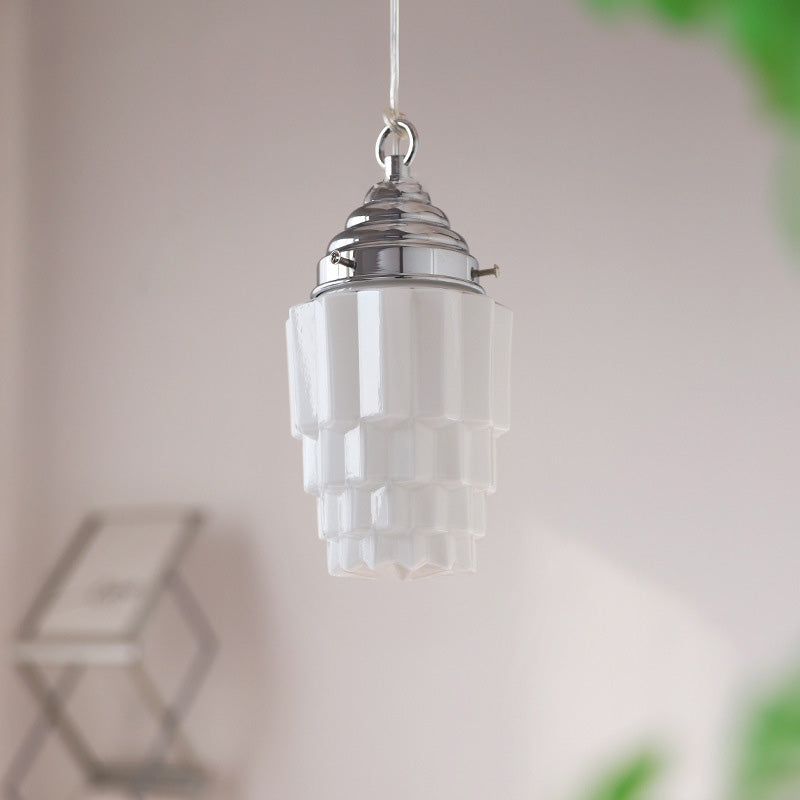 Modern Art Deco Irregular Cylinder Iron Glass 1-Light Pendant Light For Bedroom