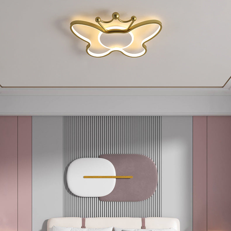 Zeitgenössische Nordic Kids Eisen Aluminium Silica Acryl Schmetterling LED Unterputz Deckenleuchte für Schlafzimmer 