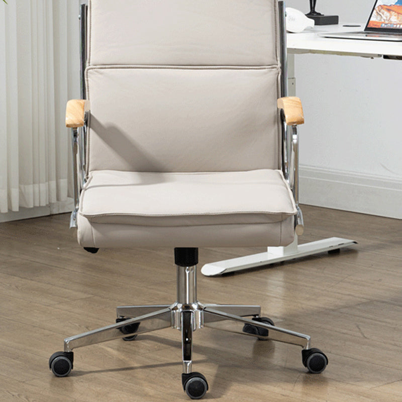 Moderner minimalistischer quadratischer gepolsterter PU-Leder-Schreibtischstuhl aus Edelstahl mit Rückenlehne und Armlehne für das Home Office 