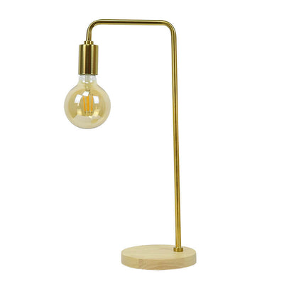 European Retro Clock Electroplated Iron Wooden Base 1-Light Table Lamp