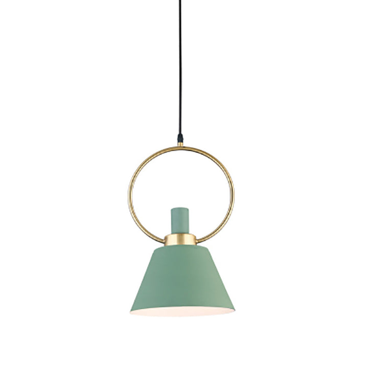 Contemporary Nordic Cone Shade Gold Ring Iron 1-Light Pendant Light For Dining Room