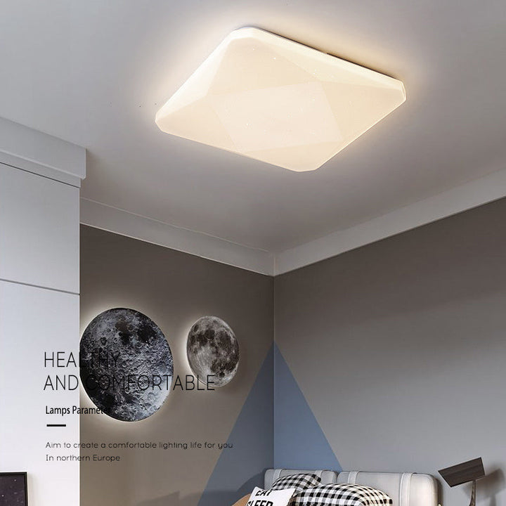 Plafonnier moderne nordique en fer acrylique avec abat-jour carré ciel étoilé LED pour salon 
