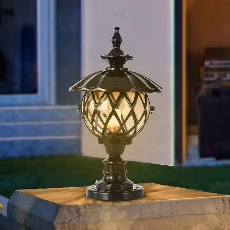 Traditional European Outdoor Lotus Column Head Light 1-Light Waterproof Garden Landscape Light For Outdoor