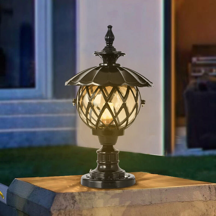 Traditional European Outdoor Lotus Column Head Light 1-Light Waterproof Garden Landscape Light For Outdoor